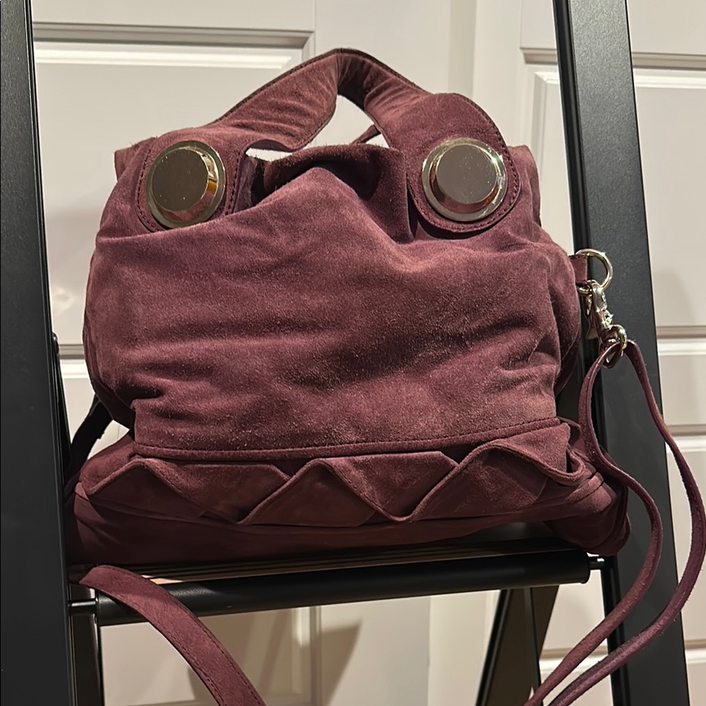 Gustto Burgundy Suede Handbag
